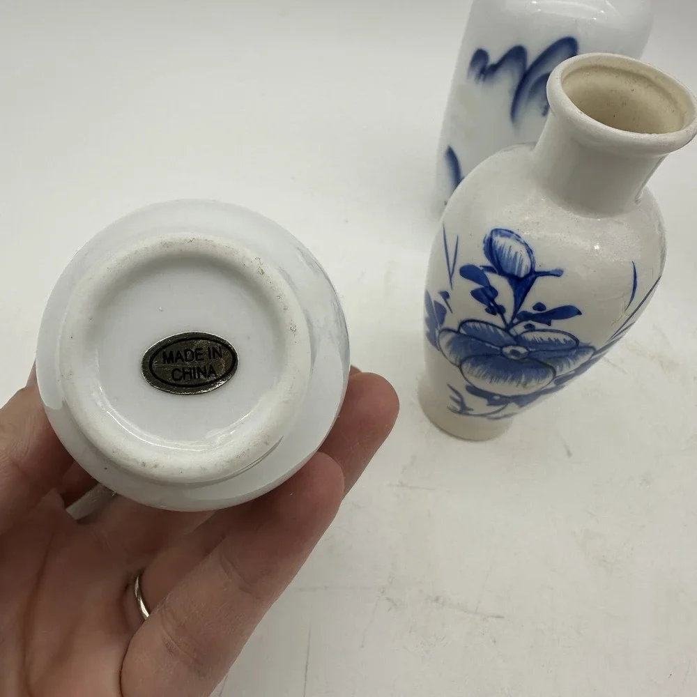 Lot Of 4 Vintage MCM Chinese Blue And White Chinoiserie Small 4
